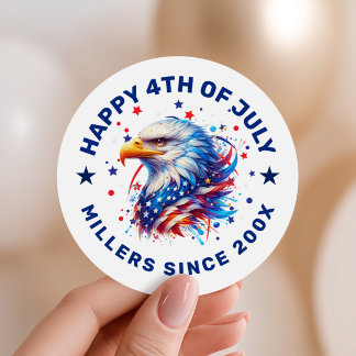 Patriottische Adelaar Rood Wit Blauw Aangepaste Te Ronde Sticker