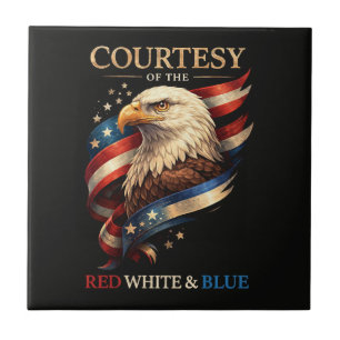 Patriottische Adelaar Rood Wit en Blauw Vintage Tegeltje