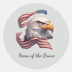 Patriottische Adelaar Thuis van de Dappere, Amerik Ronde Sticker