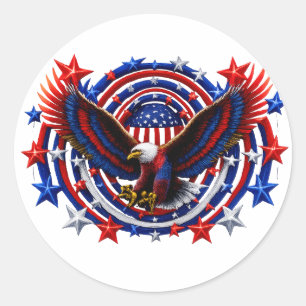 Patriottische Adelaar Uitbarsting – Rode Witte & B Ronde Sticker