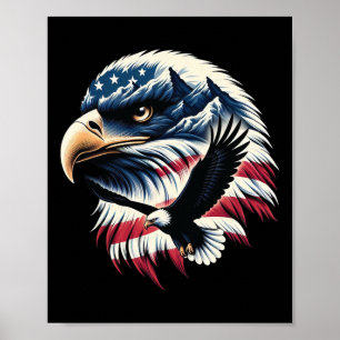 Patriottische Adelaar Usa Vlag 4 juli Man Vrouw Ku Poster