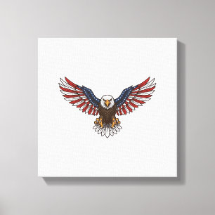 Patriottische Adelaar Vintage Gravure Vector Ontwe Canvas Afdruk