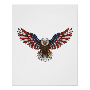 Patriottische Adelaar Vintage Gravure Vector Ontwe Perfect Poster