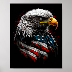 Patriottische Adelaar VS Amerikaanse Vlag 4 juli H Poster