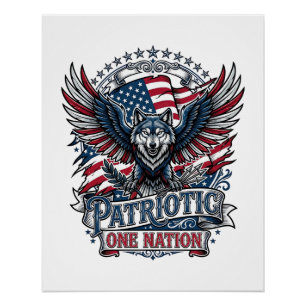 Patriottische Adelaar Wolf Hybride Dier Hybride Pa Perfect Poster