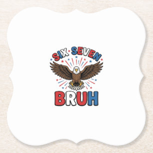 Patriottische Adelaar Zes Zeven Bruh Vector Design Kartonnen Onderzetters