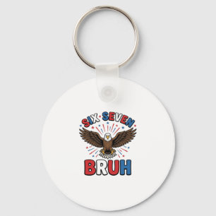 Patriottische Adelaar Zes Zeven Bruh Vector Design Sleutelhanger