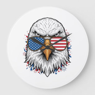 Patriottische Adelaar Zonnebril Vintage Vector T-s Grote Klok