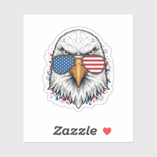 Patriottische Adelaar Zonnebril Vintage Vector T-s Sticker