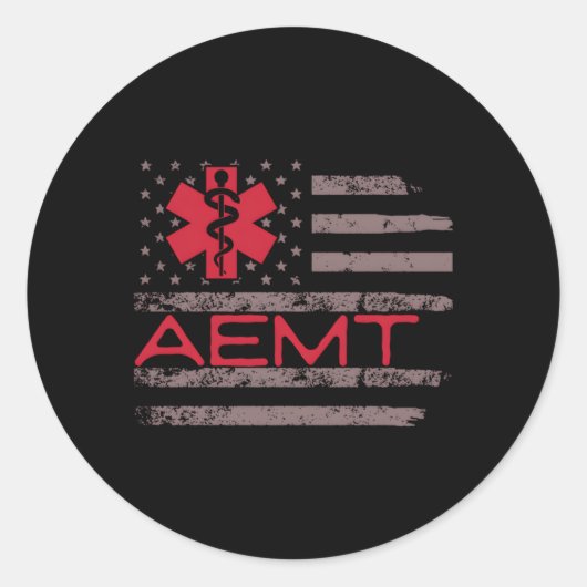 Patriottische AEMT Medisch Technicus Eerste Hulp Ronde Sticker (Voorkant)