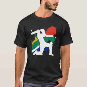 Patriottische Afrikaanse cricketspeler South Afric T-shirt