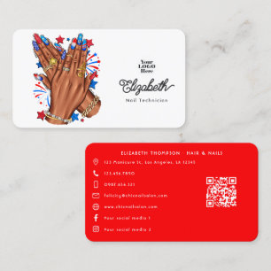 Patriottische Afro-Amerikaanse nagelsalon branding Visitekaartje