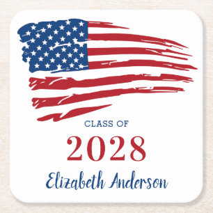 Patriottische Afstudeerceremonie VS Amerikaanse Vl Vierkante Kartonnen Onderzetter