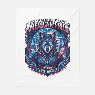 Patriottische Ai Vrijheid Wolf Cyberpunk Toekomst  Fleece Deken