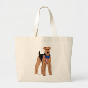 Patriottische Airedale Terrier Grote Tote Bag