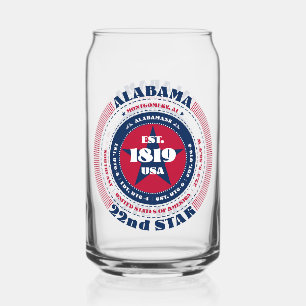 Patriottische Alabama Typografie Drinkware Set Blikvorm Glas
