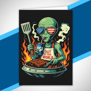 Patriottische Alien BBQ Grill Amerikaanse Vlag Zon Kaart