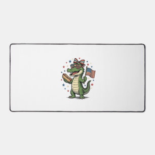 Patriottische Alligator Hot Dog Vintage Vector T-s Bureaumat