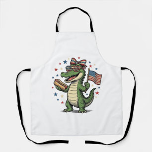 Patriottische Alligator Hot Dog Vintage Vector T-s Schort