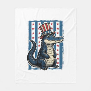 Patriottische Alligator Vintage Gravure Shirt Ontw Fleece Deken