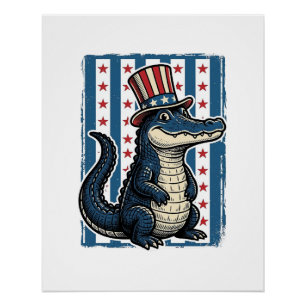 Patriottische Alligator Vintage Gravure Shirt Ontw Perfect Poster