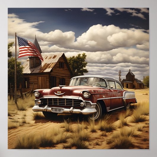 patriottische americana auto digitale print (Voorkant)
