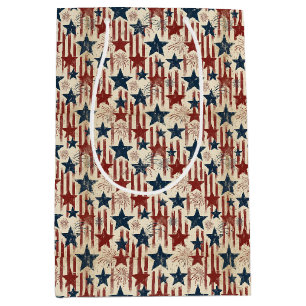 Patriottische Americana USA-Vuurwerksterren 4 juli Medium Cadeauzakje