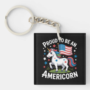 Patriottische Amerikaan Eenhoorn 4 juli Patriottis Sleutelhanger