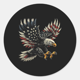 Patriottische Amerikaan met adelaar en Amerikaanse Ronde Sticker