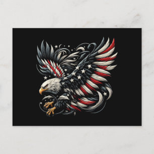 Patriottische Amerikaan Met Adelaar En Vlag Van De Feestdagenkaart