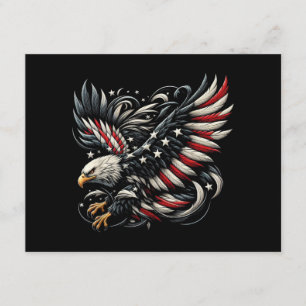 Patriottische Amerikaan Met Adelaar En Vlag Van De Informatiekaartje