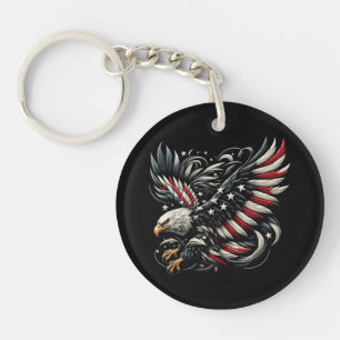 Patriottische Amerikaan Met Adelaar En Vlag Van De Sleutelhanger