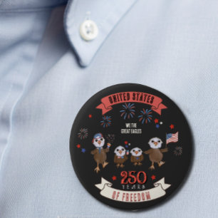 Patriottische Amerikaanse 250 Jaar Liberty Eagle F Ronde Button 4,0 Cm