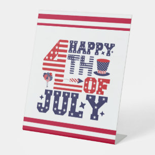 Patriottische Amerikaanse 4 juli Coquette Verenigd Reclamebord Met Voetstuk