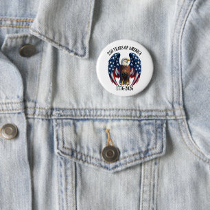 Patriottische Amerikaanse Adelaar 250 Jaar 1776-20 Ronde Button 5,7 Cm