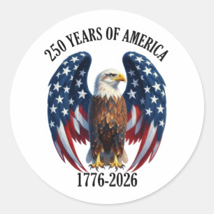 Patriottische Amerikaanse Adelaar 250 Jaar 1776-20 Ronde Sticker