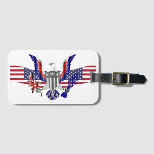 Patriottische Amerikaanse adelaar en vlag Bagagelabel