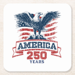 Patriottische Amerikaanse Adelaar Gefeliciteerd me Vierkante Kartonnen Onderzetter