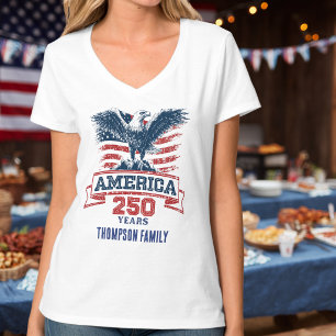 Patriottische Amerikaanse Adelaar Gelukkig 250-jar T-shirt