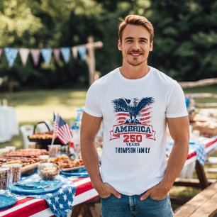 Patriottische Amerikaanse Adelaar Gelukkig 250-jar T-shirt