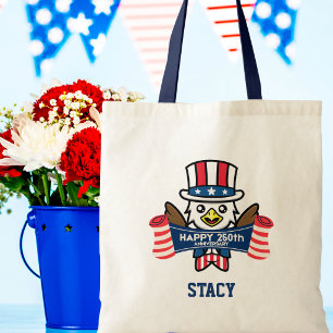 Patriottische Amerikaanse Adelaar Gelukkige 250e V Tote Bag