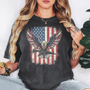 Patriottische Amerikaanse Adelaar Geweer Vlag Verv T-shirt