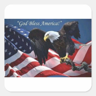 Patriottische Amerikaanse Adelaar God Zegen Amerik Vierkante Sticker