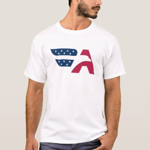 Patriottische Amerikaanse Adelaar Letter A Vlag T-shirt