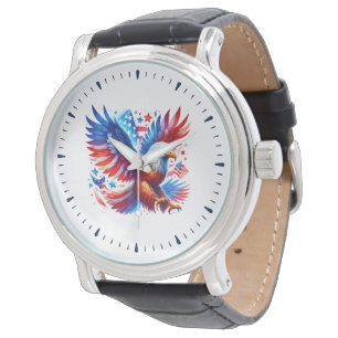 Patriottische Amerikaanse adelaar rood wit blauw Horloge