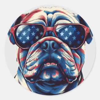 Patriottische Amerikaanse buldog Ronde Sticker