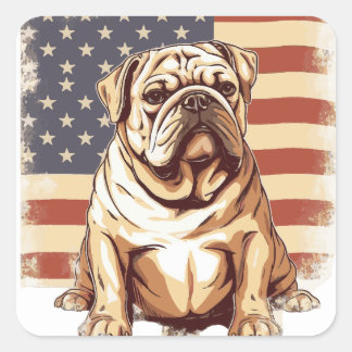 Patriottische Amerikaanse buldog Vierkante Sticker