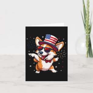Patriottische Amerikaanse Corgi Dancing USA Flag D Kaart