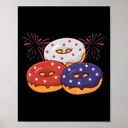 Patriottische Amerikaanse Donut 4 juli Memorial Da Poster (Voorkant)