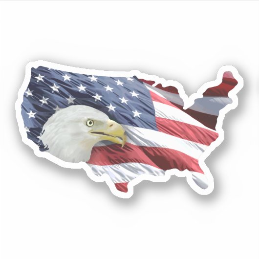Patriottische Amerikaanse Eagle US Kaart Vorm Sticker (Voorkant)
